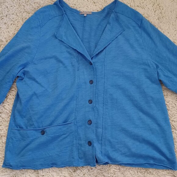 Habitat Clothes to Live In Women’s XL Blue 100% Cotton Button Front Top - Picture 1 of 7